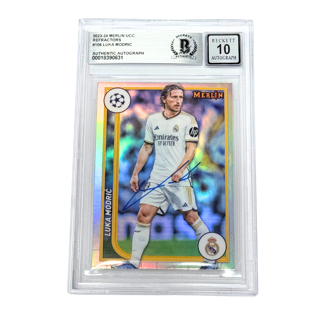 Luka Modric Signed 2023-24 Topps Merlin UCC Refractors #106 – BGS 10